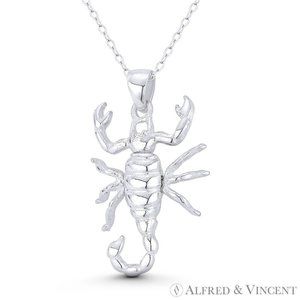 Scorpio the Scorpion Zodiac Sign Charm Pendant in .925 Sterling Silver